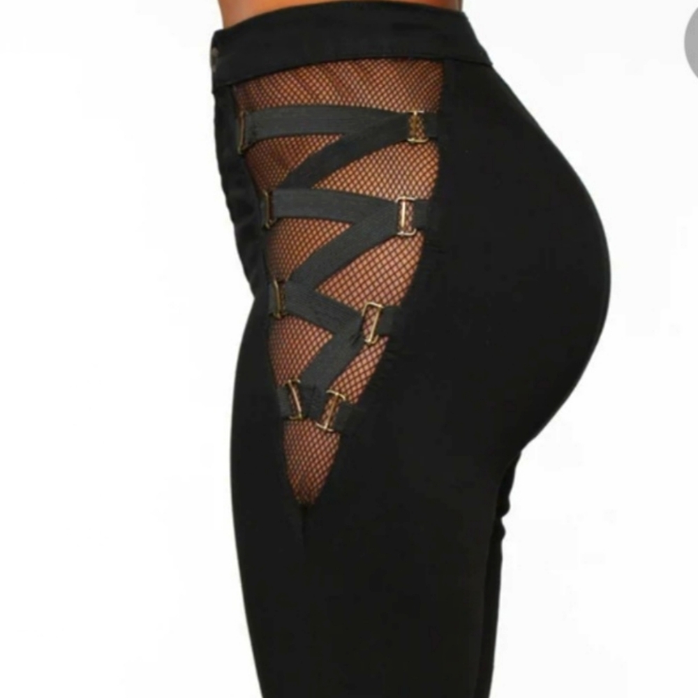 Sexy mesh side jeans